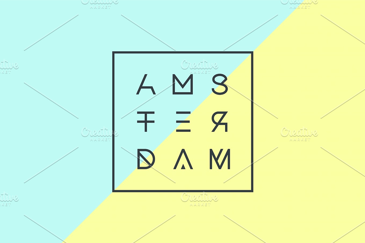 Poster with text Amsterdam, Netherlands in geometric style in Illustrations - product preview 8