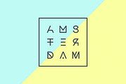 Poster with text Amsterdam, Netherlands in geometric style