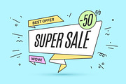 Ribbon banner with text Super Sale