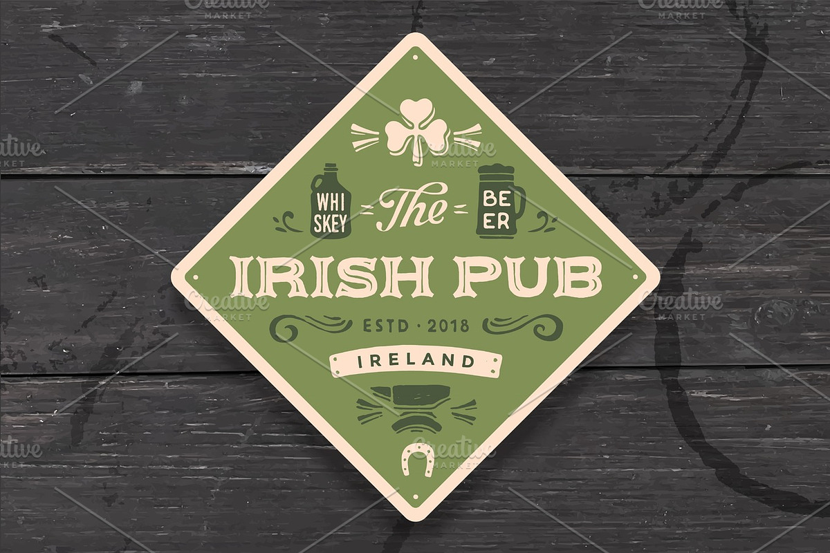 Coaster for Irish Pub. Vintage drawing for bar, pub in Illustrations - product preview 8