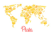 Pasta or italian macaroni vector world map