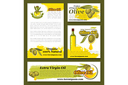 Olives, olive oil product vector templates set