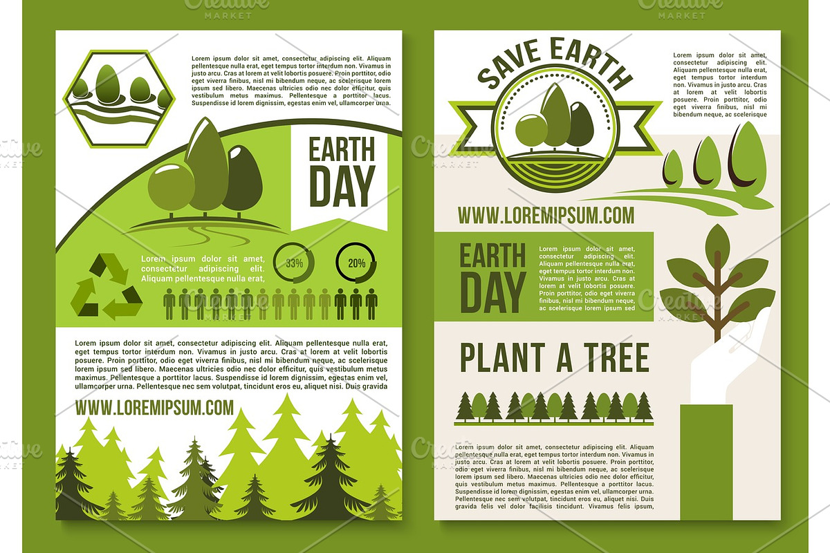 Vector posters or brochure for earth day ecology in Illustrations - product preview 8