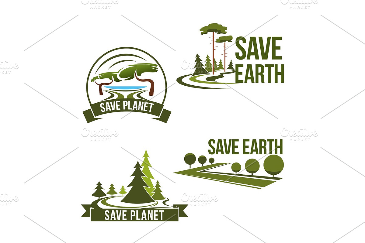Vector icons set for save earth ecology protection in Illustrations - product preview 8