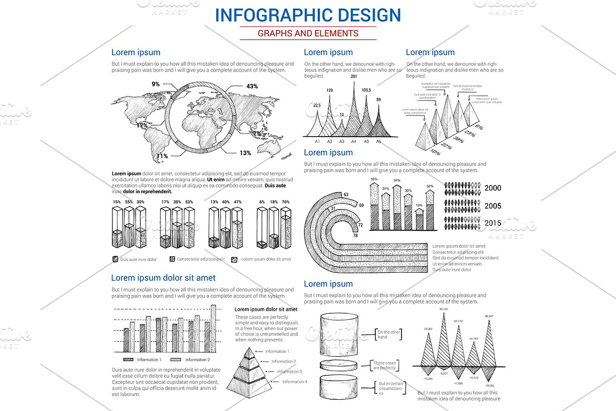 Vector sketch graphs and elements for infographics in Illustrations - product preview 8