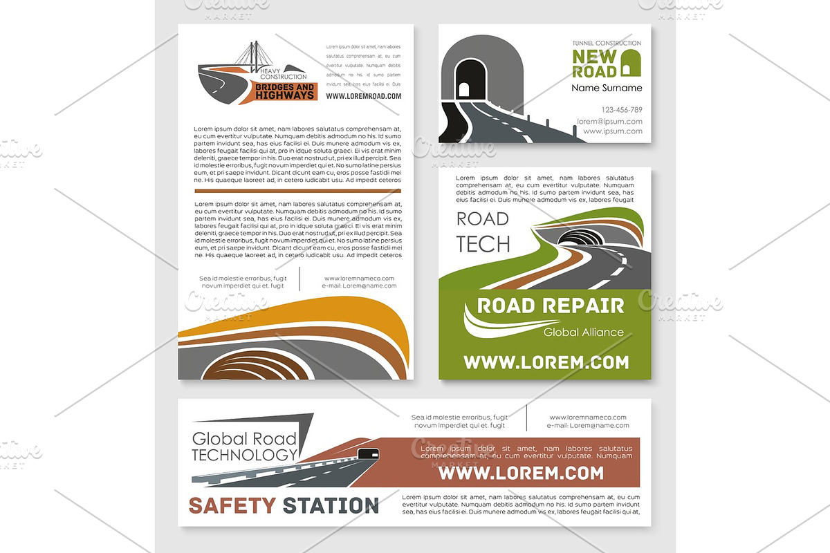 Vector safety road construction service posters in Illustrations - product preview 8