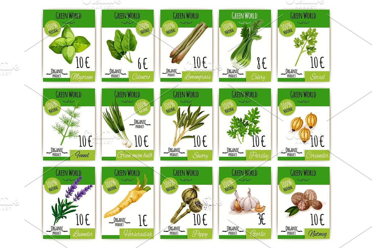 Vector price cards set for spices and herbs in Illustrations - product preview 8
