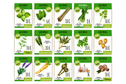 Vector price cards set for spices and herbs