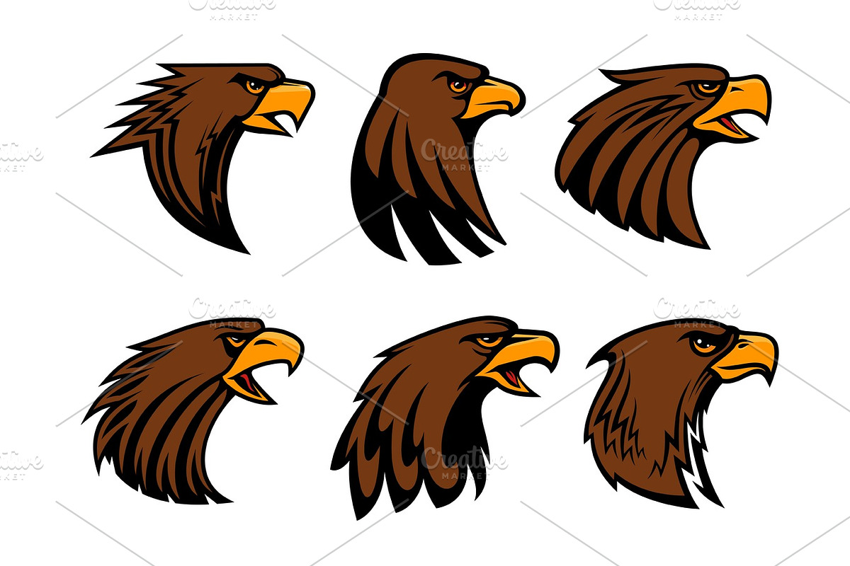 Sport team eagle or hawk bird head vecor mascot in Illustrations - product preview 8