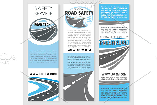 Vector safety road construction service banners