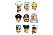 Professions cartoon icon set for occupation design