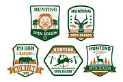 Hunting club hunt open season vector icons badges