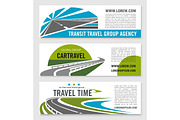 Road travel company vector banners set