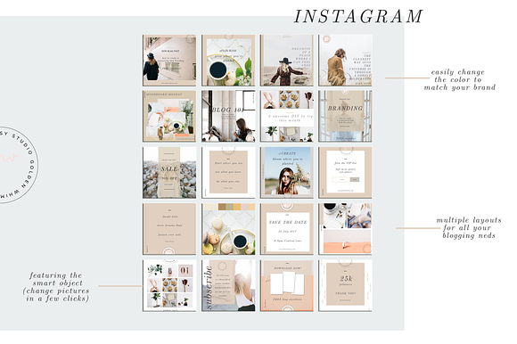 Lifestyle Blogger Social Media Kit in Social Media Templates - product preview 1