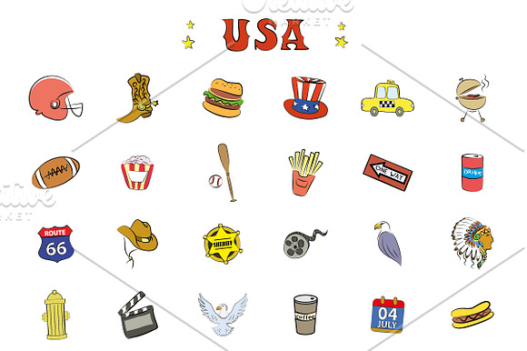 USA symbols and icons set in Illustrations - product preview 1