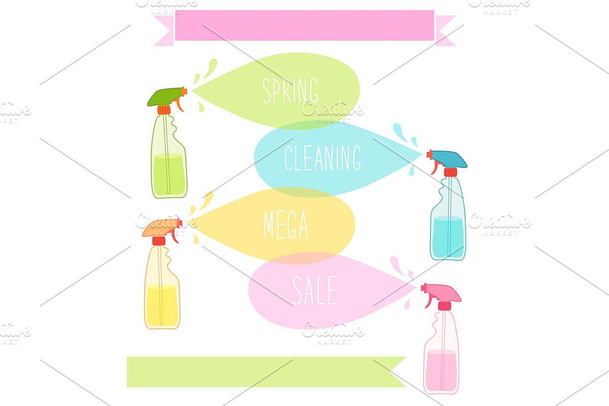 Cute vivid spring cleaning background with hand written text in Textures - product preview 8
