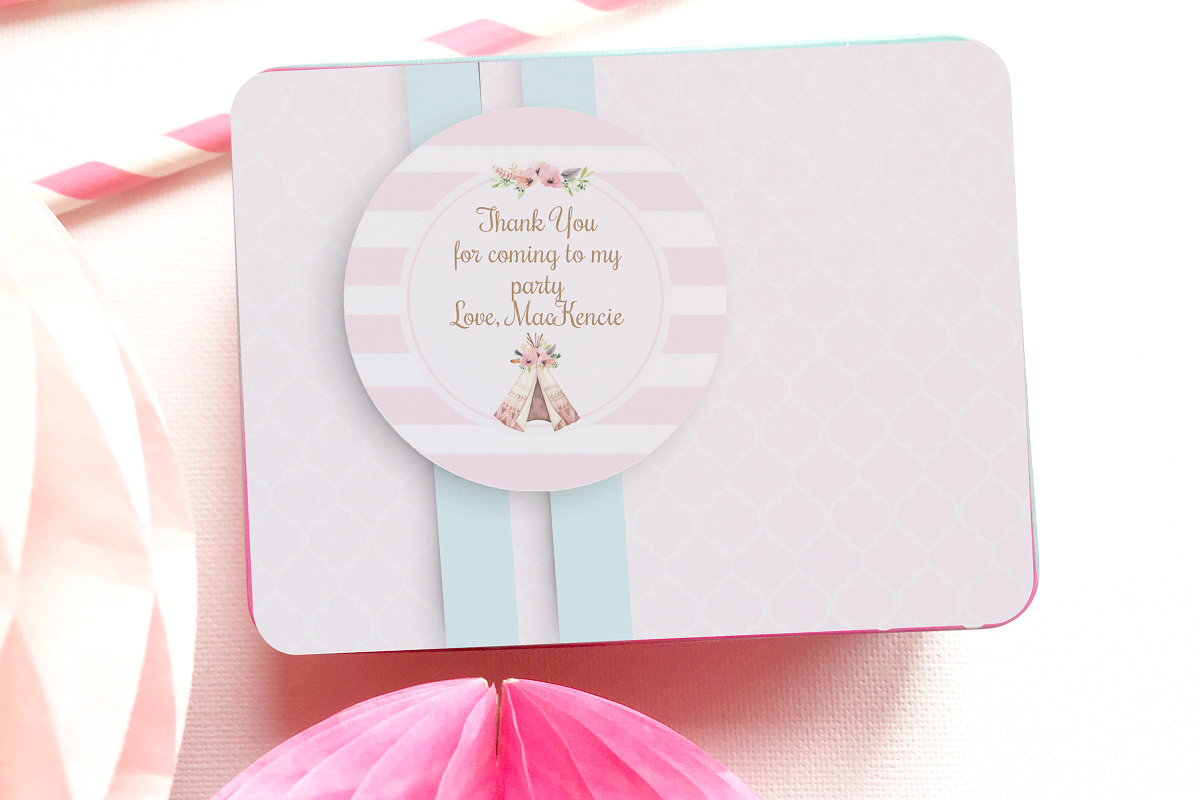Teepee thank you 2'inch favor tags in Templates - product preview 8