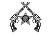 Crossed Pistols and Sheriff Star Badge