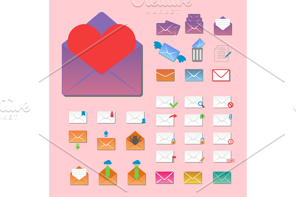 Email envelope cover icons communication vector illustration.
