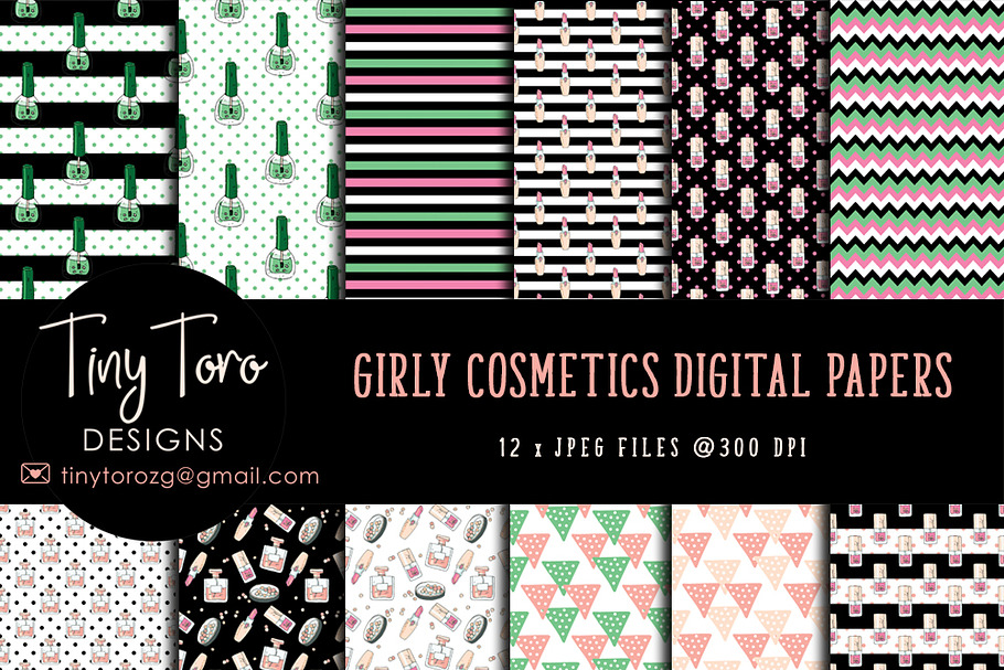 Girly Cosmetics Digital Paper in Patterns - product preview 8