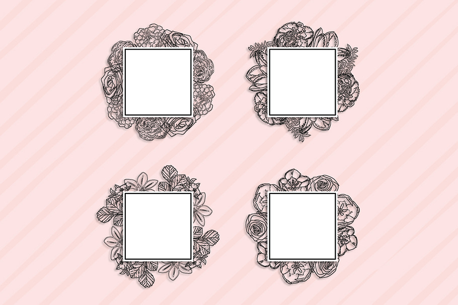 Black and white Floral frames in Presentation Templates - product preview 8