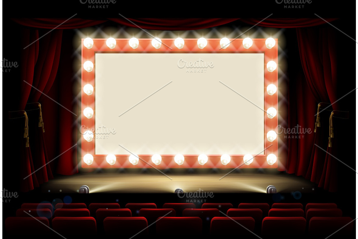 Cinema or theatre with style light bulb sign in Textures - product preview 8