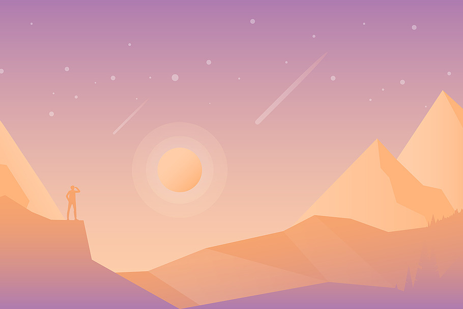 Vector landscape with hiker in Illustrations - product preview 8