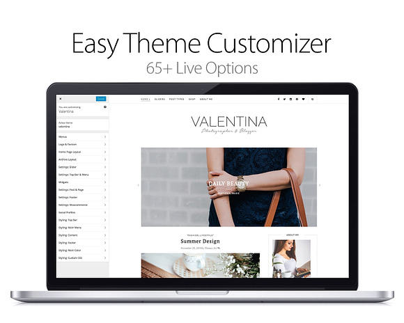 Valentina - Premium WordPress Theme in WordPress Blog Themes - product preview 1