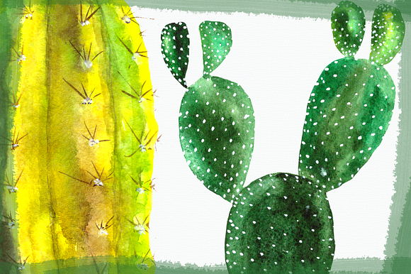 Watercolor Cactuses Clip Art Set in Objects - product preview 3