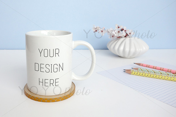 White Mug Photo - Styled Desktop