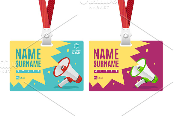 Id Card Template Plastic Badge in Objects - product preview 1