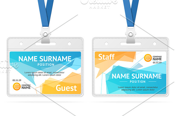 Id Card Template Plastic Badge in Objects - product preview 2