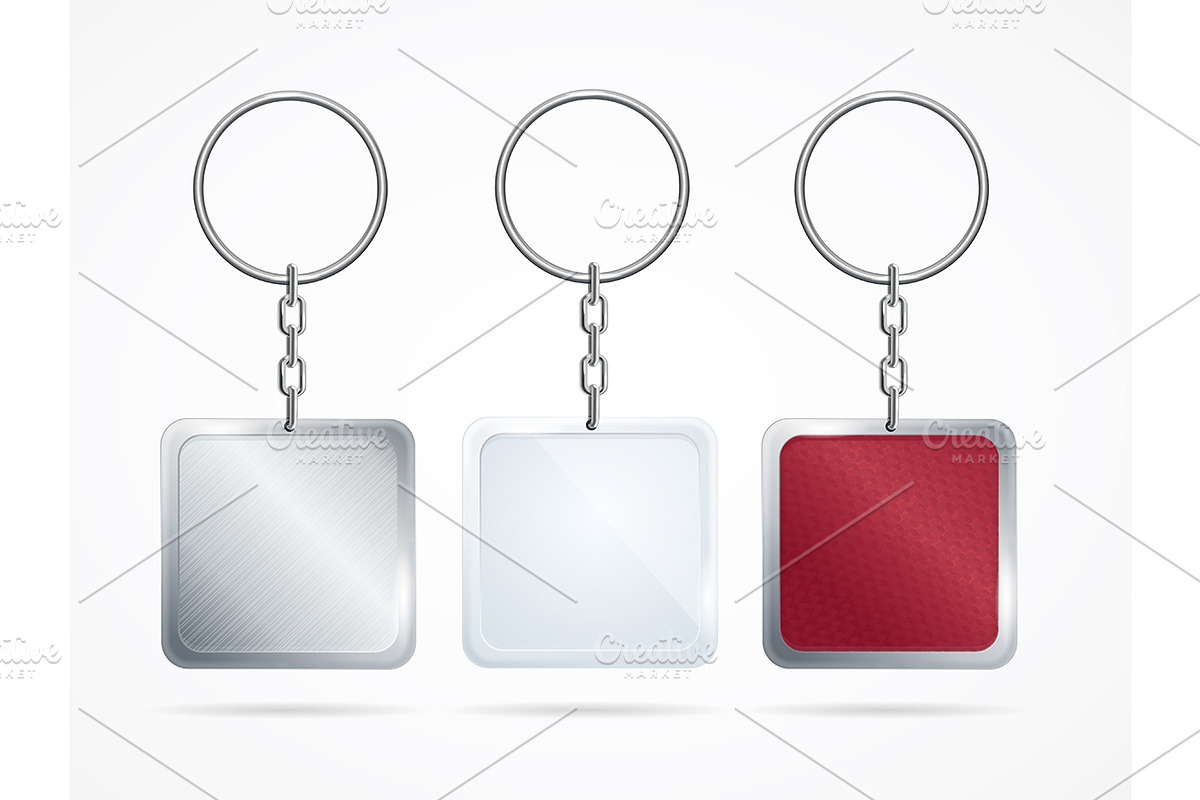 Metal and Plastic Keychains Set in Objects - product preview 8
