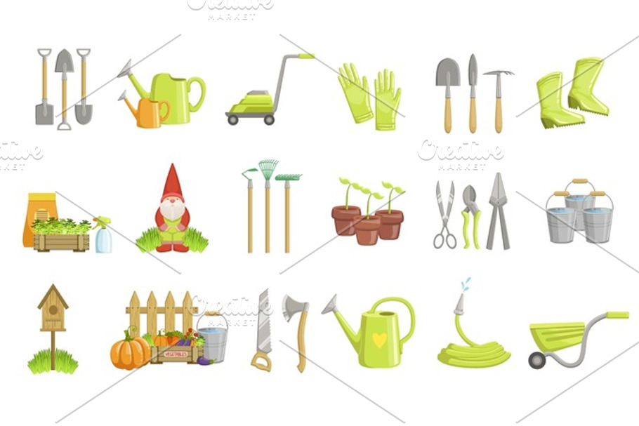 Gardening Equipment Set Of Icons in Objects - product preview 8