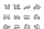 Set icons of agricultural machinery
