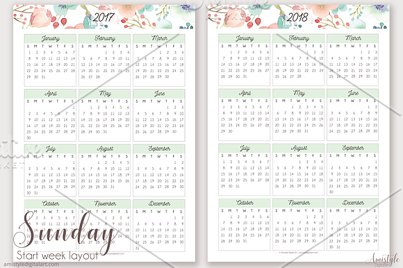 Printable Calendar - 2017 -2018 in Stationery Templates - product preview 4