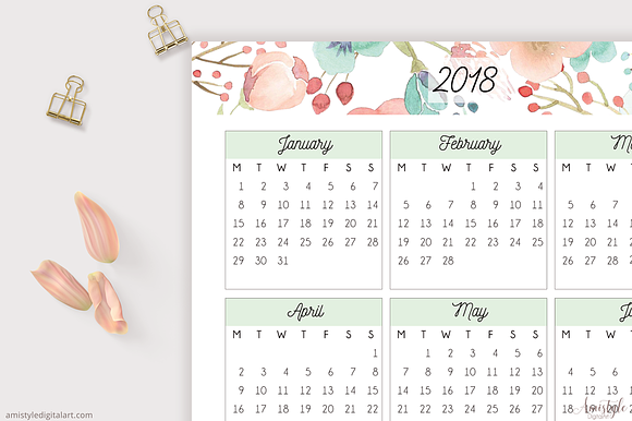 Printable Calendar - 2017 -2018 in Stationery Templates - product preview 5