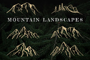 Hand-Drawn Mountain Landscapes
