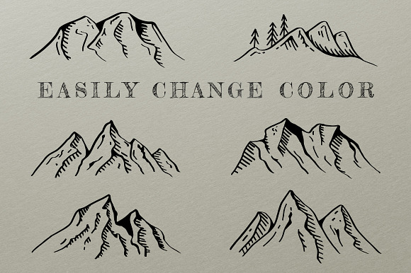 Hand-Drawn Mountain Landscapes in Illustrations - product preview 1
