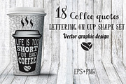 18 Coffee Quotes. Lettering on cups