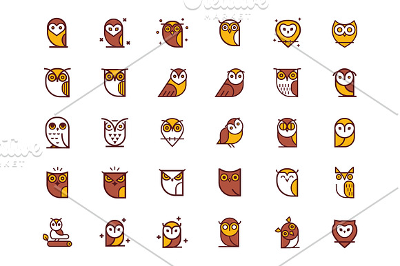 Owl Vector Collection in Cartoon Icons - product preview 1
