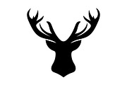 Deer Black silhouette head Christmas white background