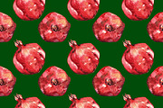 Pomegranate fruit seamless pattern