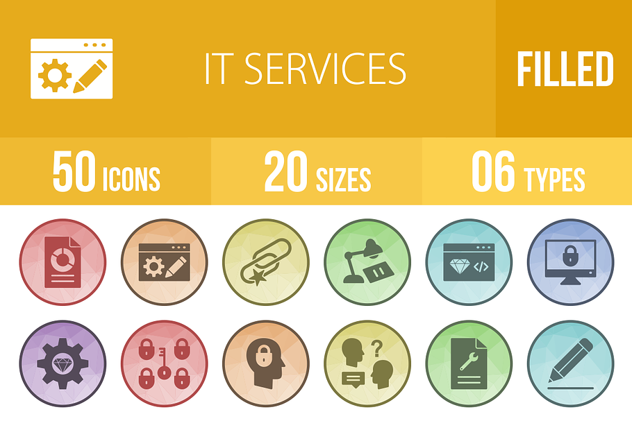 50 IT Services Low Poly B/G Icons in Icons - product preview 8