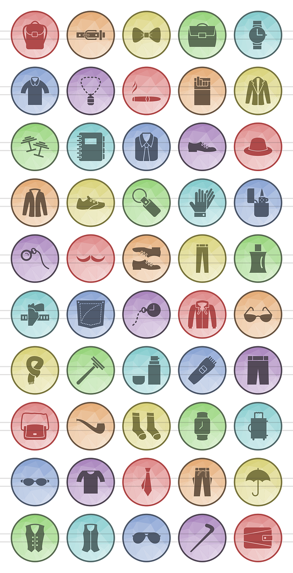 50 Men's Items Low Poly B/G Icons in Icons - product preview 1