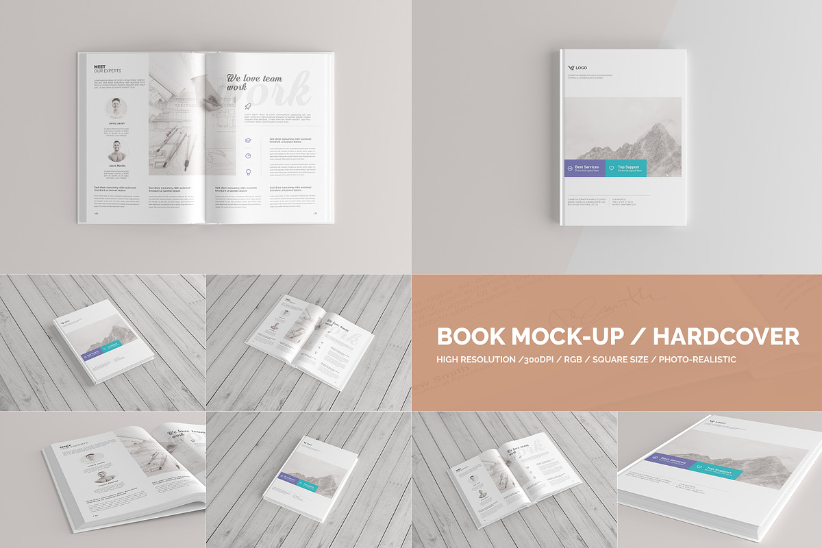 Book Mock-Up / Hardcover in Print Mockups - product preview 8