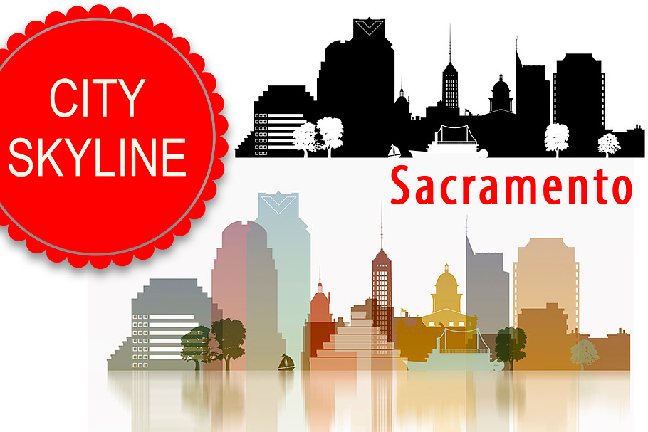 Sacramento Vector skyline in Illustrations - product preview 8