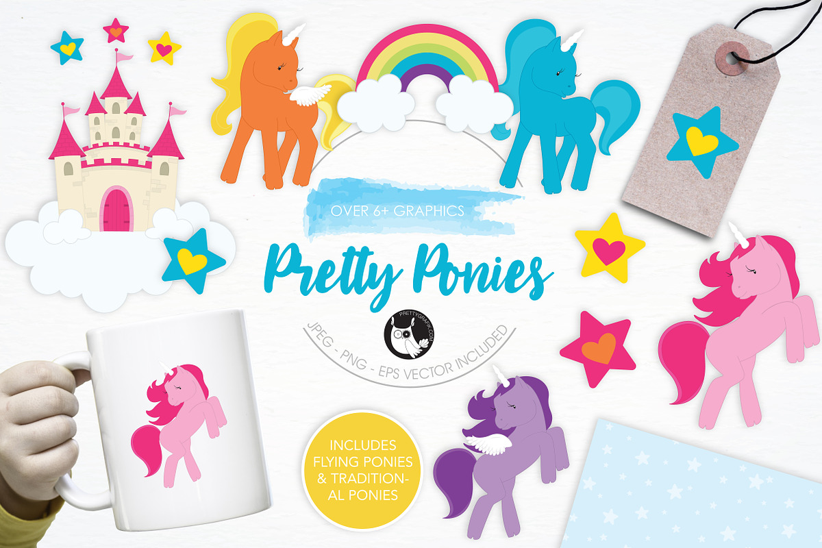 Pretty Ponies illustration pack in Illustrations - product preview 8