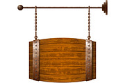 Barrel shaped wooden signboard