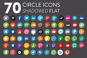70 Flat Shadowed Social Media Icons